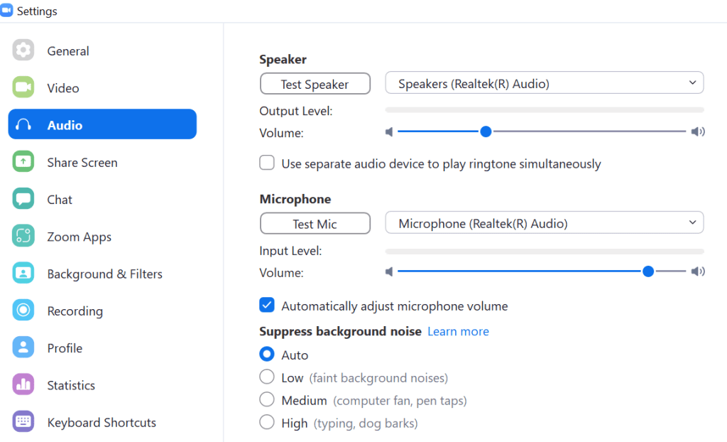 Audio Settings