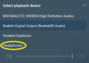 Windows Audio Playback Devices